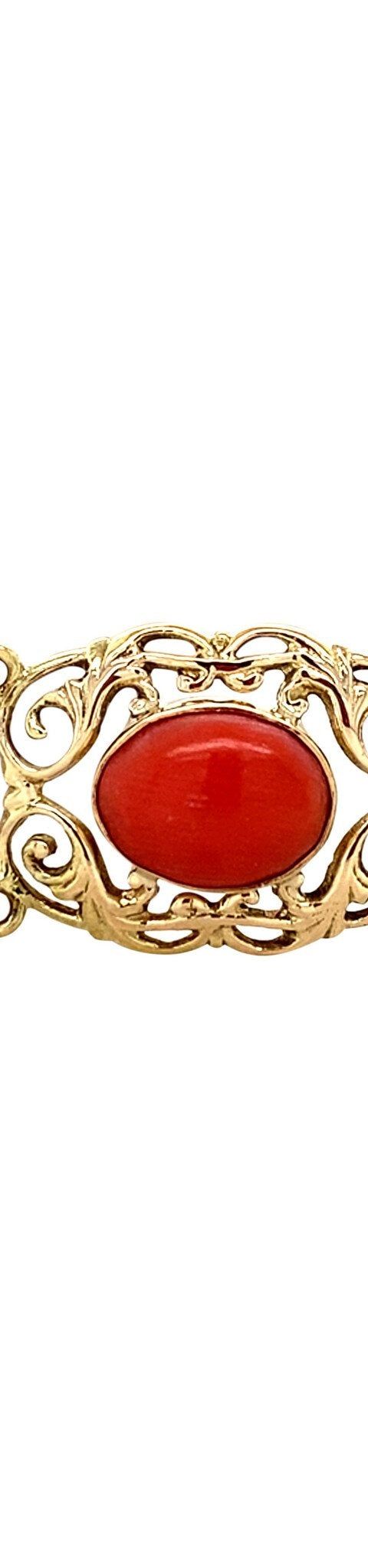 Vintage 14K Gold Bracelet with Red Coral